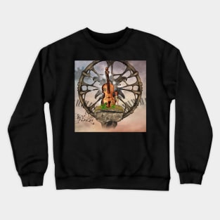 Steampunk violin with little fairy Crewneck Sweatshirt